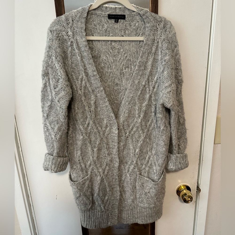 s a n c t u a r y  Grey Cable Knit Cardigan
